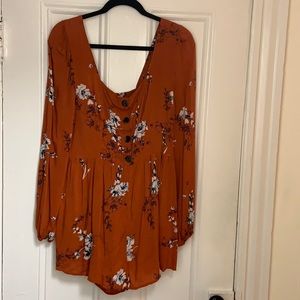 Burnt orange long sleeved romper